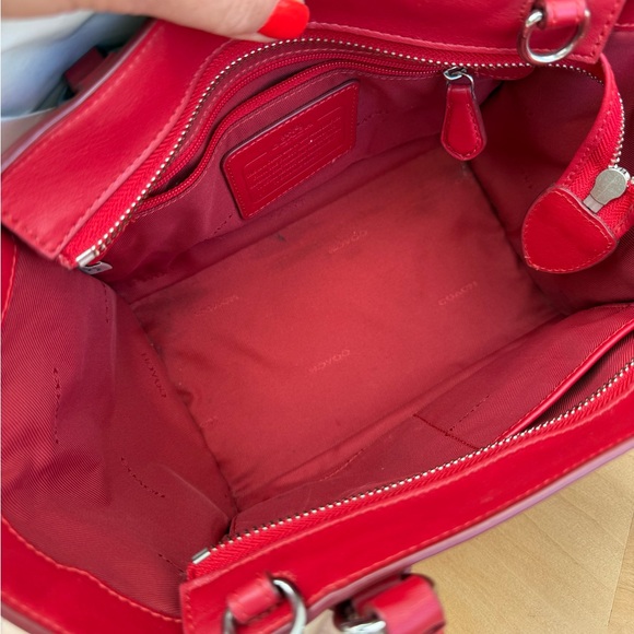 Coach Red Crossbody Crosby Carryall Leather Tote - Picture 7 of 8